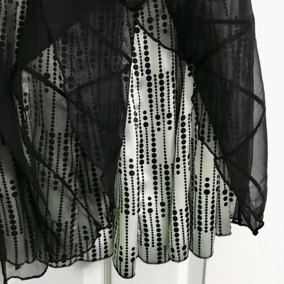 Y2K Costa Blanca Skirt Size 4/S Offset Ribbon Bow Sheer Black White - Picture 5 of 6
